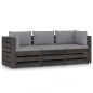 3-Sitzer Outdoor-Sofa mit Kissen Grau Imprägniertes Kiefernholz 3-Sitzer Outdoor-Sofa mit Kissen Grau Imprägniertes Kiefernholz