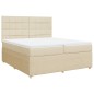 vidaXL Boxspringbett mit Matratze Creme 200x200 cm Stoff vidaXL Boxspringbett mit Matratze Creme 200x200 cm Stoff