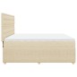 vidaXL Boxspringbett mit Matratze Creme 200x200 cm Stoff