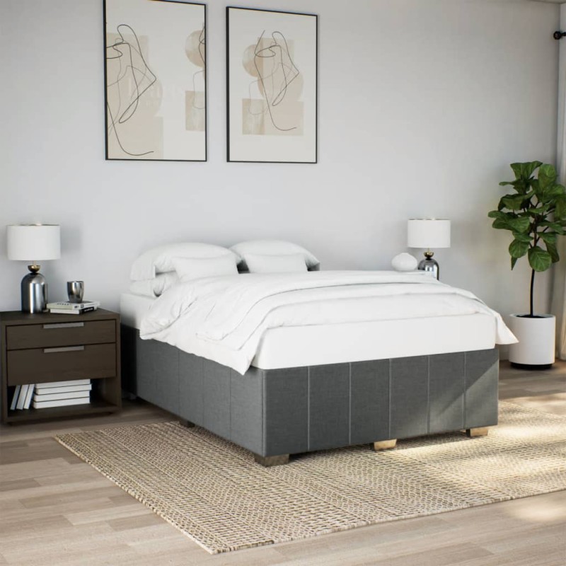 vidaXL Bettgestell ohne Matratze Dunkelgrau 160x200 cm Stoff vidaXL Bettgestell ohne Matratze Dunkelgrau 160x200 cm Stoff