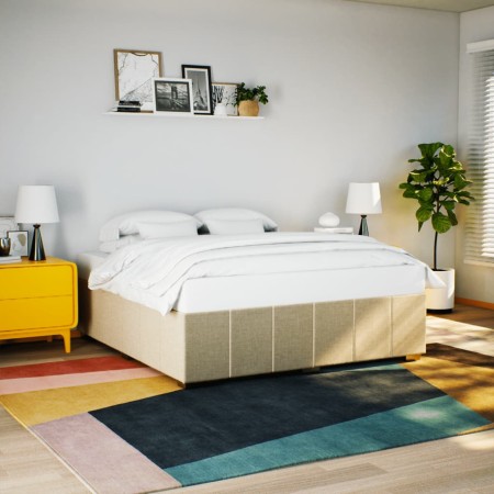 vidaXL Bettgestell ohne Matratze Creme 180x200 cm Stoff