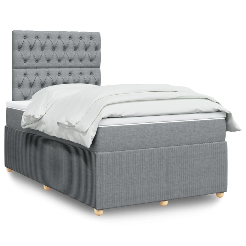 vidaXL Boxspringbett mit Matratze Hellgrau 120x200 cm Stoff vidaXL Boxspringbett mit Matratze Hellgrau 120x200 cm Stoff