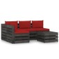 5-tlg. Garten-Lounge-Set mit Kissen Grau Imprägniertes Holz 5-tlg. Garten-Lounge-Set mit Kissen Grau Imprägniertes Holz