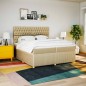vidaXL Boxspringbett mit Matratze Creme 200x200 cm Stoff vidaXL Boxspringbett mit Matratze Creme 200x200 cm Stoff