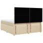 vidaXL Boxspringbett mit Matratze Creme 200x200 cm Stoff vidaXL Boxspringbett mit Matratze Creme 200x200 cm Stoff