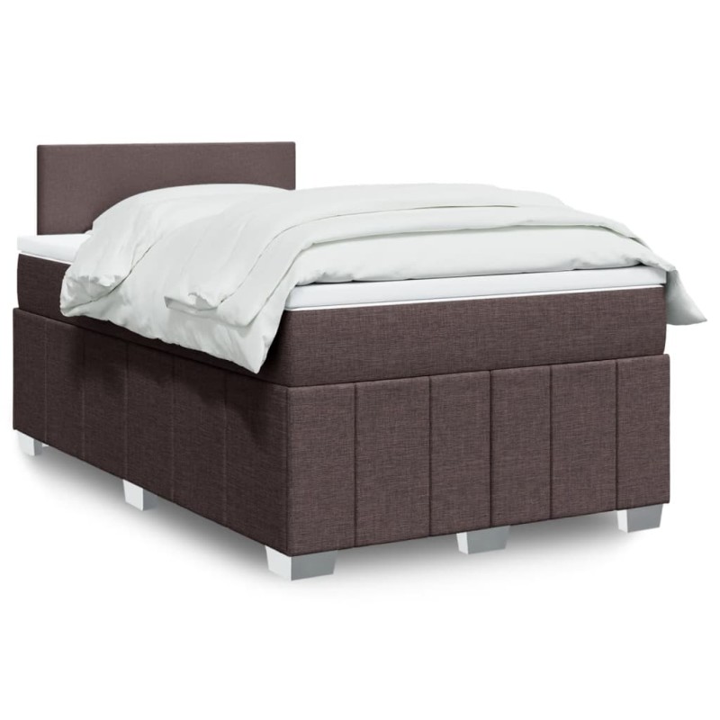 vidaXL Boxspringbett mit Matratze Dunkelbraun 120x200 cm Stoff vidaXL Boxspringbett mit Matratze Dunkelbraun 120x200 cm Stoff
