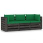 vidaXL 3-Sitzer Outdoor-Sofa mit Kissen Grau Imprägniertes Kiefernholz vidaXL 3-Sitzer Outdoor-Sofa mit Kissen Grau Imprägniertes Kiefernholz