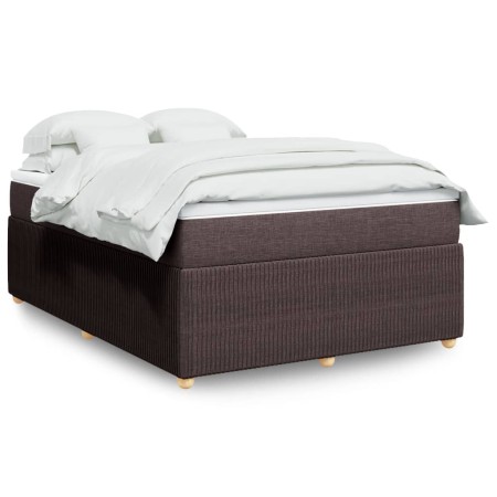 vidaXL Boxspringbett mit Matratze Dunkelbraun 160x200 cm Stoff