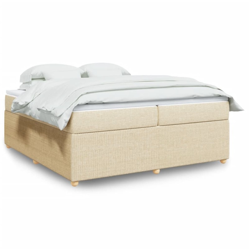 vidaXL Boxspringbett mit Matratze Creme 200x200 cm Stoff vidaXL Boxspringbett mit Matratze Creme 200x200 cm Stoff