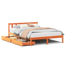 vidaXL Massivholzbett ohne Matratze Wachsbraun 120x200 cm Kiefernholz