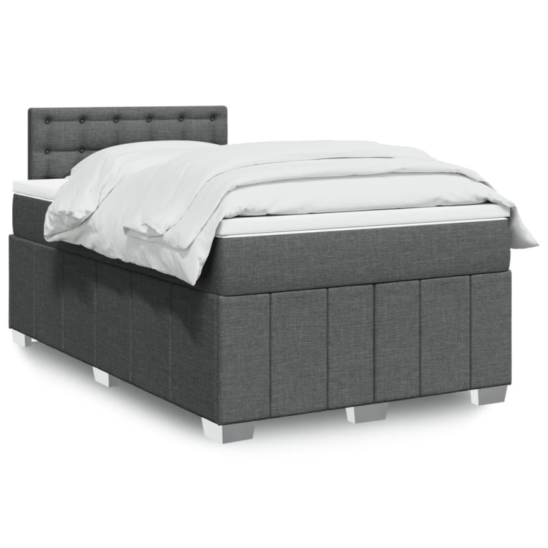vidaXL Boxspringbett mit Matratze Dunkelgrau 120x200 cm Stoff vidaXL Boxspringbett mit Matratze Dunkelgrau 120x200 cm Stoff
