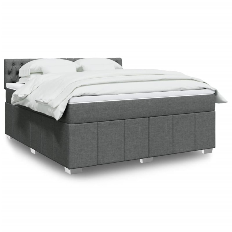 vidaXL Boxspringbett mit Matratze Dunkelgrau 180x200 cm Stoff vidaXL Boxspringbett mit Matratze Dunkelgrau 180x200 cm Stoff