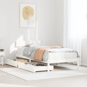 vidaXL Massivholzbett ohne Matratze Weiß 90x190 cm Kiefernholz