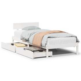 vidaXL Massivholzbett ohne Matratze Weiß 90x190 cm Kiefernholz