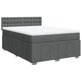 vidaXL Boxspringbett mit Matratze Dunkelgrau 160x200 cm Stoff