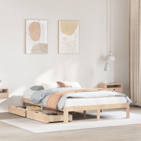 vidaXL Massivholzbett mit Schubladen 120x190 cm Kiefer