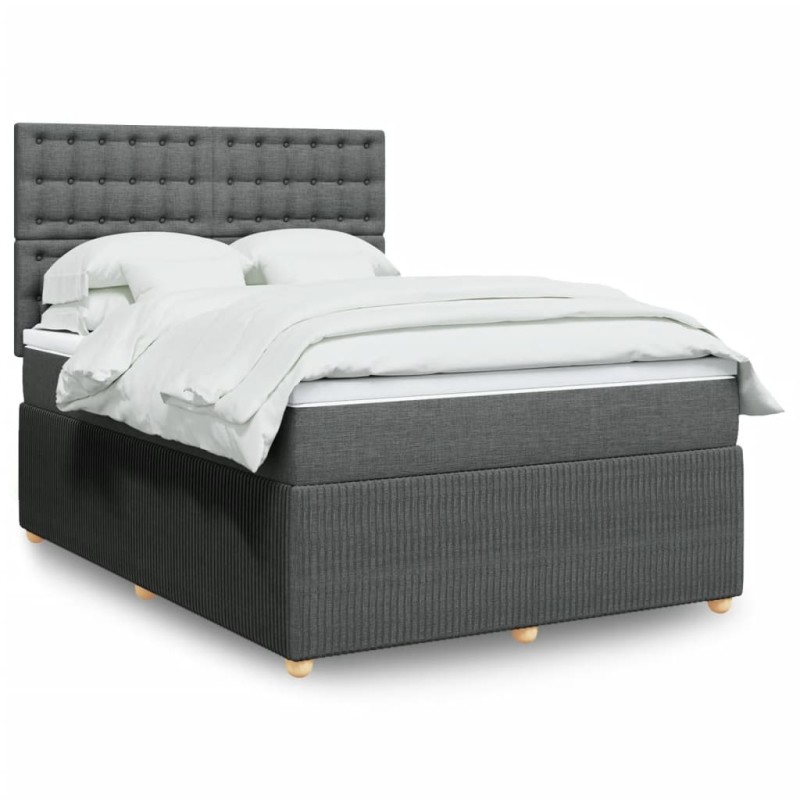 vidaXL Boxspringbett mit Matratze Dunkelgrau 140x190 cm Stoff vidaXL Boxspringbett mit Matratze Dunkelgrau 140x190 cm Stoff
