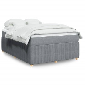 vidaXL Boxspringbett mit Matratze Hellgrau 140x190 cm Stoff