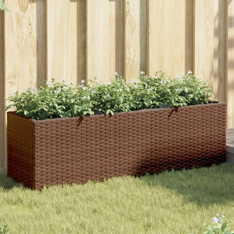 vidaXL Hochbeet mit 3 Fächern Braun 105x30x32 cm Poly Rattan vidaXL Hochbeet mit 3 Fächern Braun 105x30x32 cm Poly Rattan