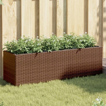 vidaXL Hochbeet mit 3 Fächern Braun 105x30x32 cm Poly Rattan