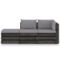 3-tlg. Garten-Lounge-Set mit Kissen Grau Imprägniertes Holz 3-tlg. Garten-Lounge-Set mit Kissen Grau Imprägniertes Holz