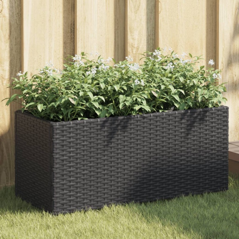 vidaXL Hochbeet mit 2 Fächern Schwarz 72x30x32 cm Poly Rattan vidaXL Hochbeet mit 2 Fächern Schwarz 72x30x32 cm Poly Rattan