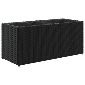 vidaXL Hochbeet mit 2 Fächern Schwarz 72x30x32 cm Poly Rattan