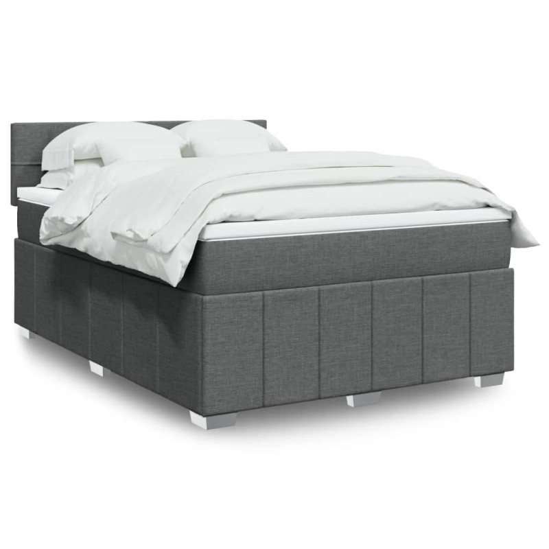 vidaXL Boxspringbett mit Matratze Dunkelgrau 160x200 cm Stoff vidaXL Boxspringbett mit Matratze Dunkelgrau 160x200 cm Stoff