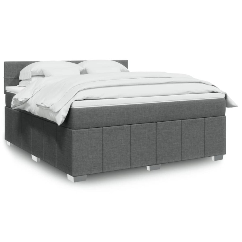 vidaXL Boxspringbett mit Matratze Dunkelgrau 180x200 cm Stoff vidaXL Boxspringbett mit Matratze Dunkelgrau 180x200 cm Stoff