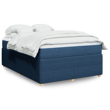 vidaXL Boxspringbett mit Matratze Blau 140x190 cm Stoff