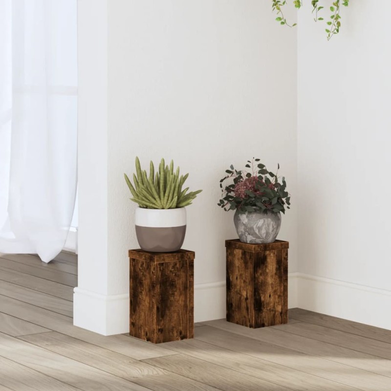 vidaXL Pflanzenständer 2 Stk. Räuchereiche 10x10x18 cm Holzwerkstoff vidaXL Pflanzenständer 2 Stk. Räuchereiche 10x10x18 cm Holzwerkstoff
