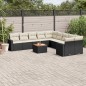 vidaXL 11-tlg. Garten-Sofagarnitur mit Kissen Schwarz Poly Rattan vidaXL 11-tlg. Garten-Sofagarnitur mit Kissen Schwarz Poly Rattan