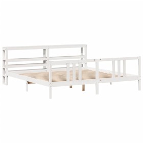 vidaXL Massivholzbett mit Kopfteil Weiß 200x200 cm Kiefer