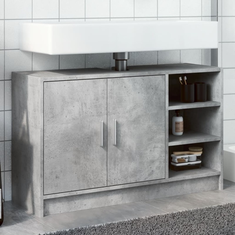 vidaXL Waschbeckenunterschrank Betongrau 90x29x55 cm Holzwerkstoff vidaXL Waschbeckenunterschrank Betongrau 90x29x55 cm Holzwerkstoff