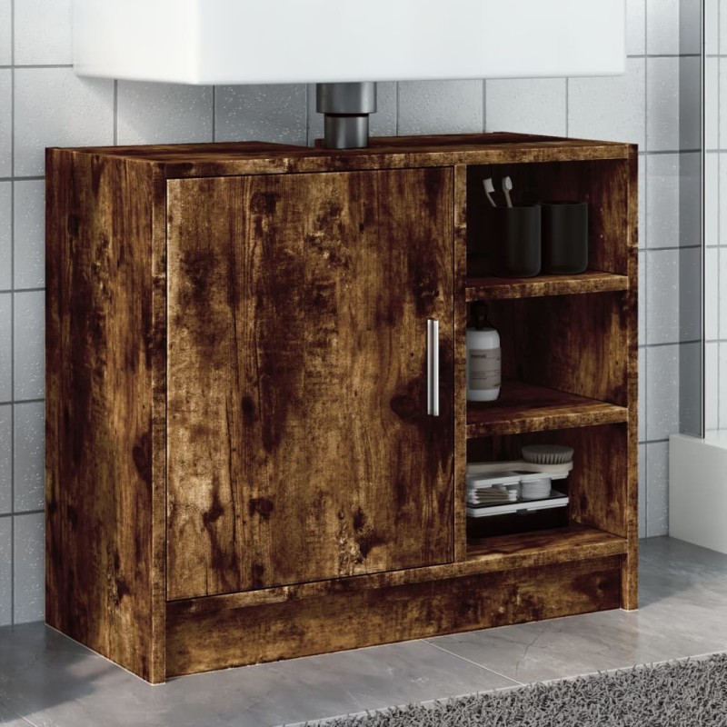 vidaXL Waschbeckenschrank Räuchereiche 63x29x55 cm Holzwerkstoff vidaXL Waschbeckenschrank Räuchereiche 63x29x55 cm Holzwerkstoff