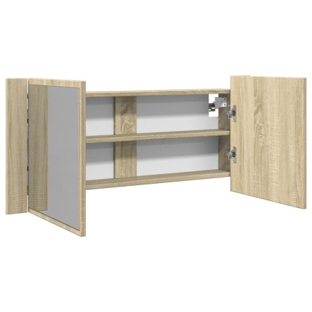 vidaXL LED-Spiegelschrank Sonoma-Eiche 100x12x45 cm Holzwerkstoff