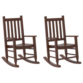 vidaXL Schaukelstuhl für Kinder 2 Stk. Braun Massivholz Pappel