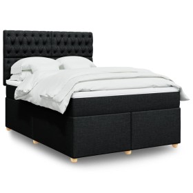 vidaXL Boxspringbett mit Matratze Schwarz 160x200 cm Stoff
