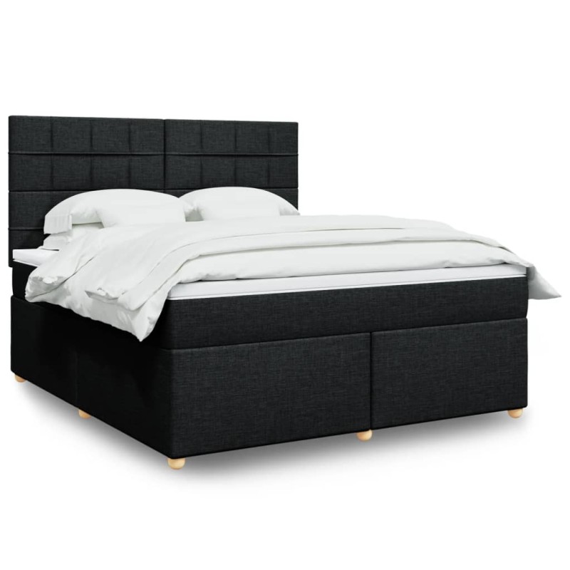 vidaXL Boxspringbett mit Matratze Schwarz 180x200 cm Stoff vidaXL Boxspringbett mit Matratze Schwarz 180x200 cm Stoff