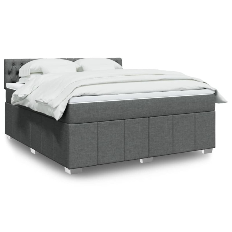 vidaXL Boxspringbett mit Matratze Dunkelgrau 180x200 cm Stoff vidaXL Boxspringbett mit Matratze Dunkelgrau 180x200 cm Stoff