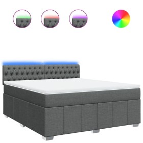 vidaXL Boxspringbett mit Matratze Dunkelgrau 180x200 cm Stoff