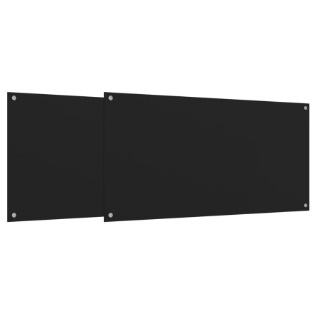 vidaXL Küchenrückwände 2 Stk. Schwarz 80x40 cm Hartglas