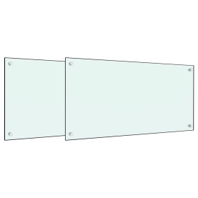 vidaXL Küchenrückwände 2 Stk. Weiß 80x50 cm Hartglas