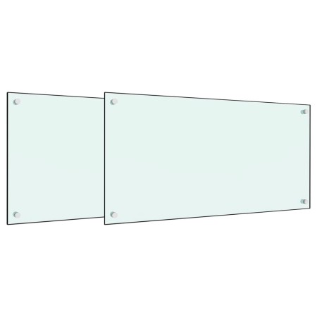 vidaXL Küchenrückwände 2 Stk. Weiß 80x50 cm Hartglas