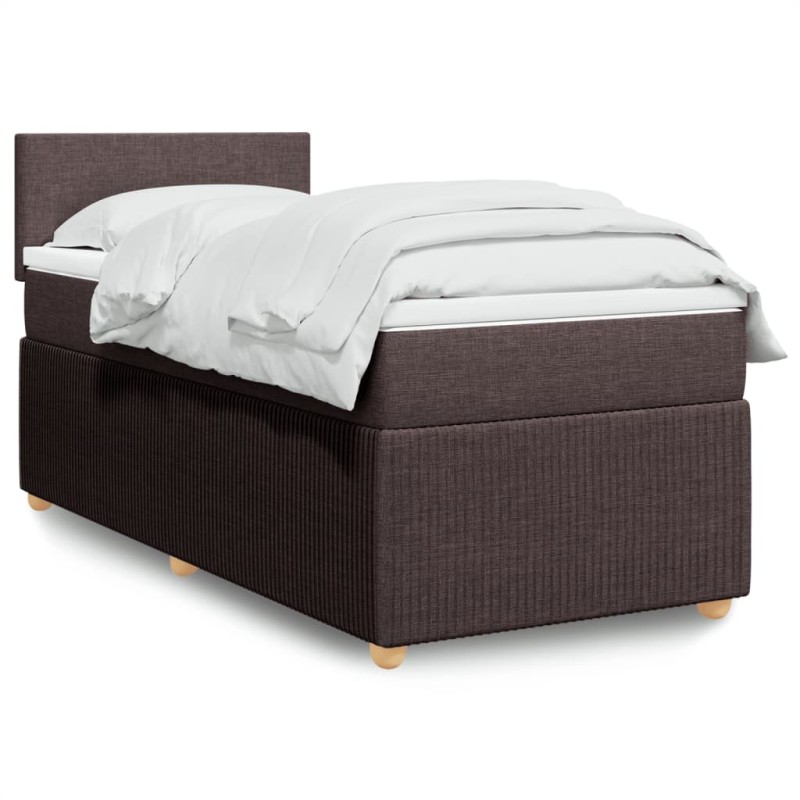 vidaXL Boxspringbett mit Matratze Dunkelbraun 100x200 cm Stoff vidaXL Boxspringbett mit Matratze Dunkelbraun 100x200 cm Stoff