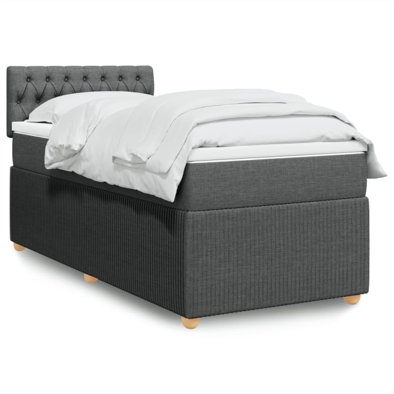 vidaXL Boxspringbett mit Matratze Dunkelgrau 100x200 cm Stoff vidaXL Boxspringbett mit Matratze Dunkelgrau 100x200 cm Stoff