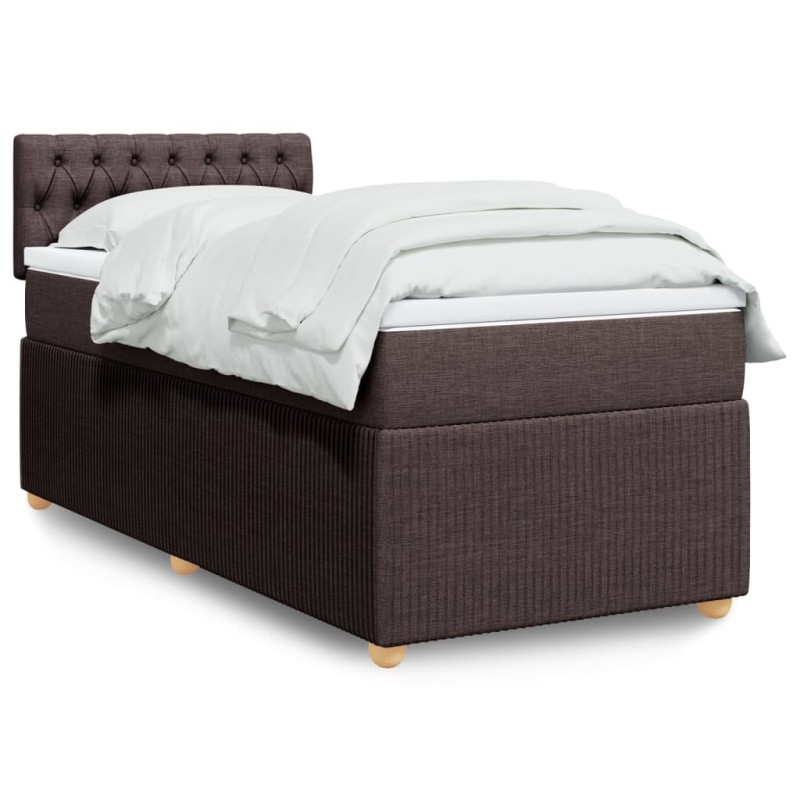 vidaXL Boxspringbett mit Matratze Dunkelbraun 100x200 cm Stoff vidaXL Boxspringbett mit Matratze Dunkelbraun 100x200 cm Stoff