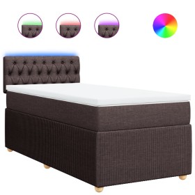 vidaXL Boxspringbett mit Matratze Dunkelbraun 100x200 cm Stoff