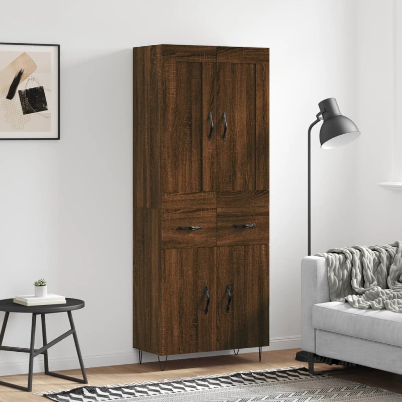 Highboard Braun Eichen-Optik 69,5x34x180 cm Holzwerkstoff Highboard Braun Eichen-Optik 69,5x34x180 cm Holzwerkstoff