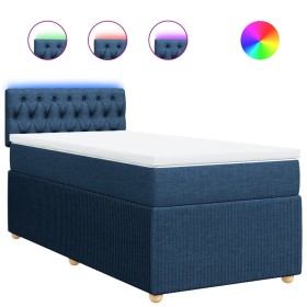 vidaXL Boxspringbett mit Matratze Blau 100x200 cm Stoff